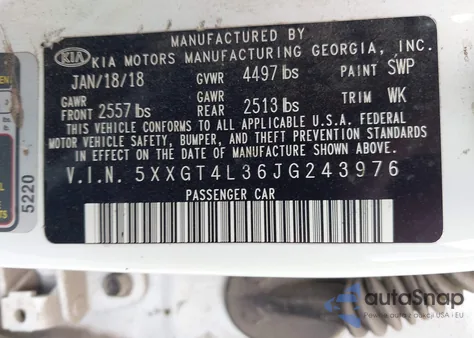 2018 Kia Optima S из США, поврежденный, VIN 5XXGT4L36JG243976